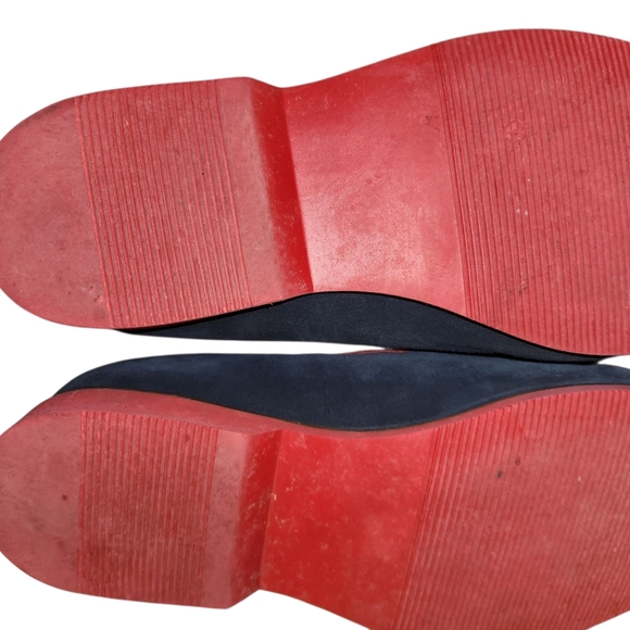 Vintage 1901 Nordstorm Navy Suede Slippers With Red Tassels Size 12M Preloved - Picture 6 of 8